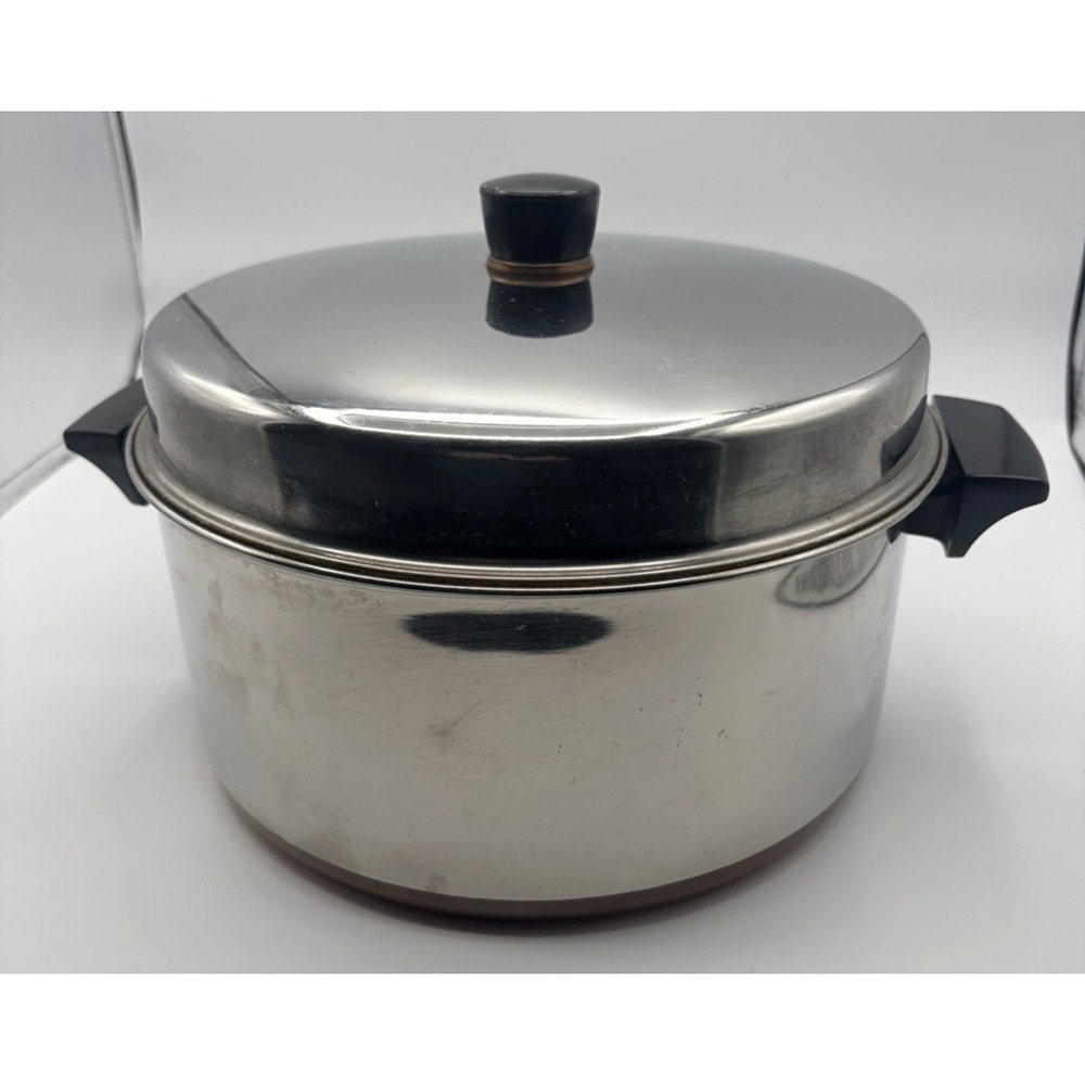 Vintage Revere Ware 6 Qt-83 Deep Dutch Oven Stock Pot Copper Bottom